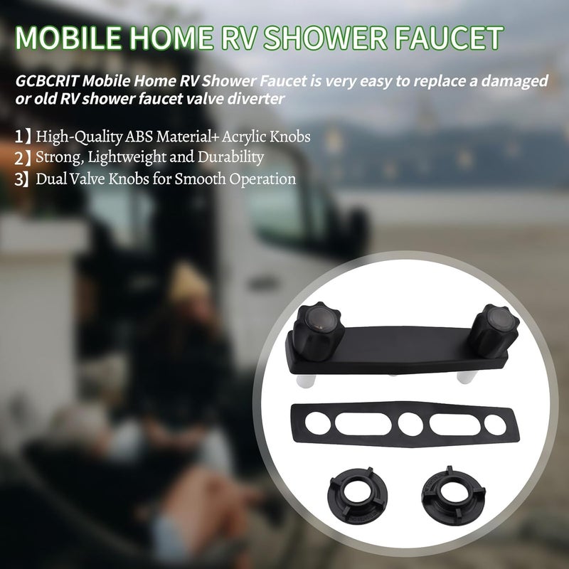 gcbcrit Mobile Home RV Shower Faucet, Shower Faucet for Matco-Norca 8 on Center Valves, 2 Valve 8 inch Wall Mount Shower Valve (Matte Black) - Image 2